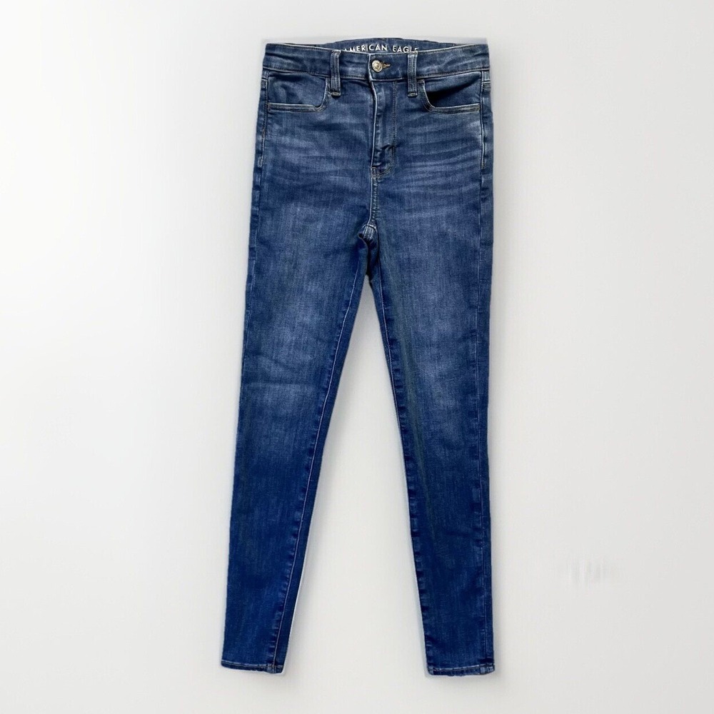 American Eagle Super Hi-Rise Jegging Women 0 Blue Excellent Next Level Stretch